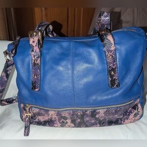 Bruce Makowsky Purple Leather with Snakeskin Details Hobo Bag.